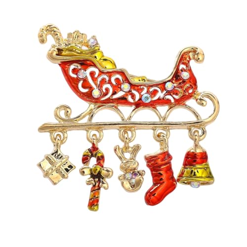 YAZILIND Weihnachten Brosche Pin Schneemann Glocke Stiefel Eis-Schlitten-Rentier-Herz-förmigen Weiblichen Xmas Corsage Breastpin Schmuck - (Sled -) von YAZILIND