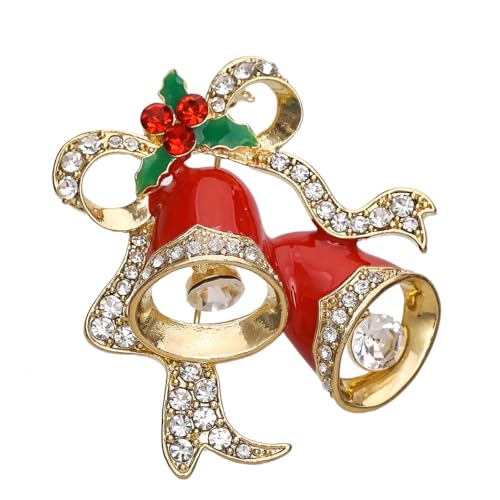 YAZILIND Weihnachten Brosche Pin Strass Bogen Glocke-Form Breastpin Weihnachten Weibliche Corsage Schmuck(Rot) von YAZILIND