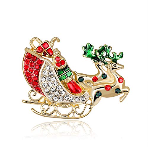 YAZILIND Weihnachten Brosche Pin Strass Cartoon Weihnachten Auto-Form Tropft Öl Sled White Horse-Drawn Sleigh Corsage Weibliche Breastpin Schmuck(#3) von YAZILIND