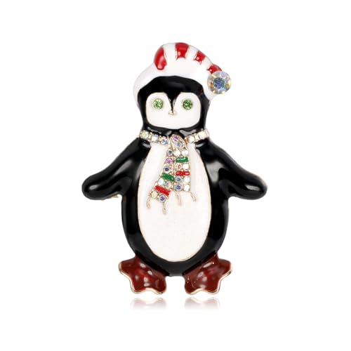 YAZILIND Weihnachten Brosche Pin Strass Pinguin Persönlichkeit Niedliche Tier Tropfen Öl Corsage Female Xmas-Zubehör Breastpin Schmuck(Weiß+Schwarz) von YAZILIND