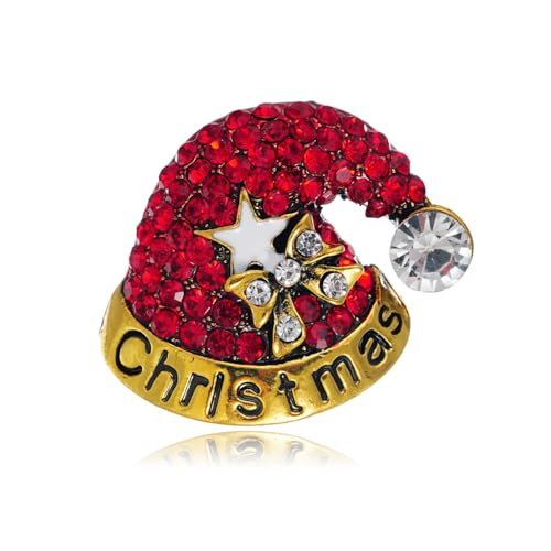 YAZILIND Weihnachten Brosche Pin Strass Santa Claus Hut Kragen Pins Corsage Female Xmas Breastpin Schmuck(Rot) von YAZILIND