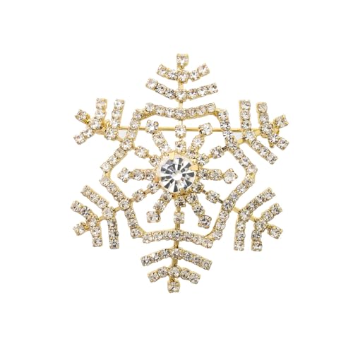 YAZILIND Weihnachten Brosche Pin Strass Schneeflocke Weibliche Xmas Corsage Breastpin Schmuck(Gold-Ton) von YAZILIND