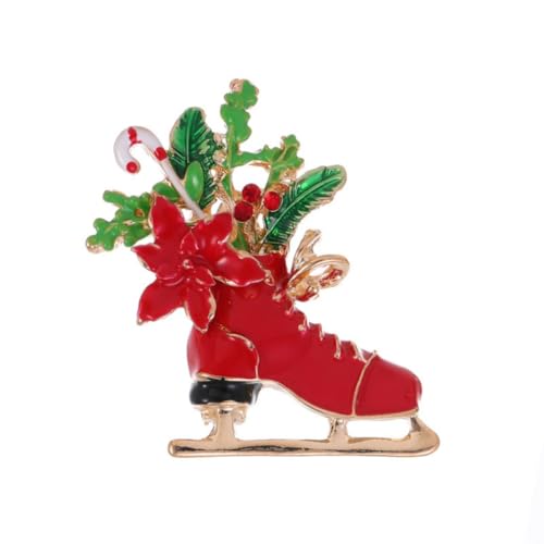 YAZILIND Weihnachten Brosche Pin Strass-Tropf-Öl-Stiefel Corsage Personalisierte Kleidung Zubehör Weibliche Xmas Breastpin Schmuck(Red1) von YAZILIND