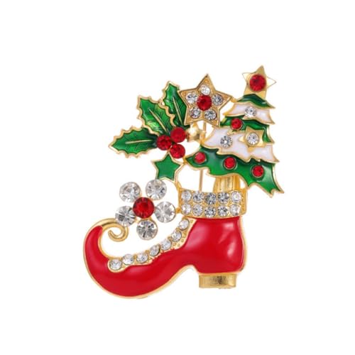 YAZILIND Weihnachten Brosche Pin Strass-Tropf-Öl-Stiefel Corsage Personalisierte Kleidung Zubehör Weibliche Xmas Breastpin Schmuck(Red2) von YAZILIND