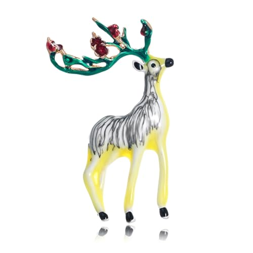 YAZILIND Weihnachten Brosche Pin Tropft Öl Cartoon Elch Corsage Female Xmas Breastpin Schmuck(Color2) von YAZILIND