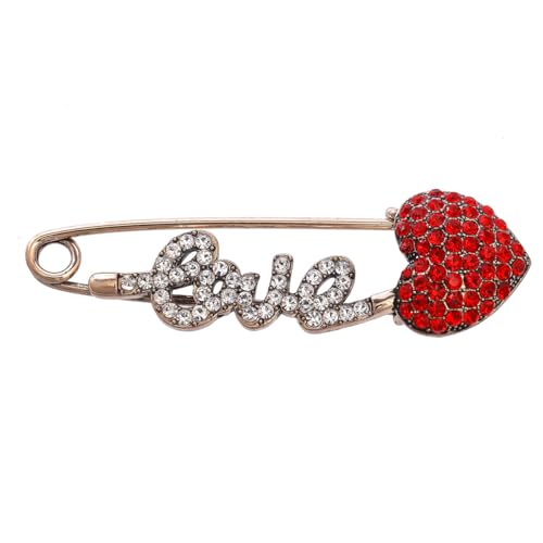 YAZILIND Weihnachten Brosche Retro Strass Liebe Herz-förmigen Weibliche Breastpin Xmas Corsage Schmuck(Rot) von YAZILIND