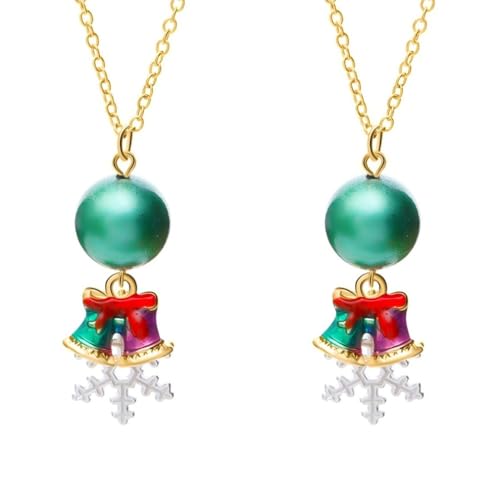 YAZILIND Weihnachten Halskette Ohrringe Set für Frauen Erklärung Xmas Halsband Halskette Armband Tropfen Baumeln Ohrring Sets Urlaub Schmuck(Bell) von YAZILIND