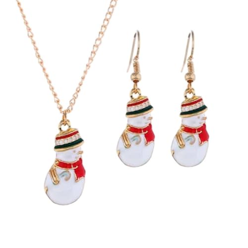 YAZILIND Weihnachten Halskette Ohrringe Set für Frauen Erklärung Xmas Halsband Halskette Armband Tropfen Baumeln Ohrring Sets Urlaub Schmuck(Snowman2) von YAZILIND