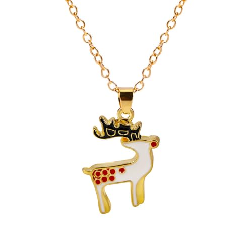 YAZILIND Weihnachten Halsketten für Frauen Strass Weihnachten Hut Schneemann Elch-Kranz Haus-Anhänger-Halskette Urlaub Schmuck(#8) von YAZILIND