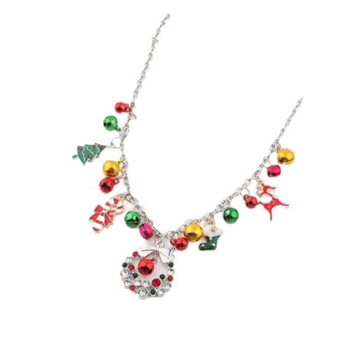 YAZILIND Weihnachten Halsketten für Frauen Weihnachten Baum Glocke Elch Anhänger Halskette Damen ist Vielseitig Pullover Schlüsselbein Kette Holiday Schmuck(#2) von YAZILIND