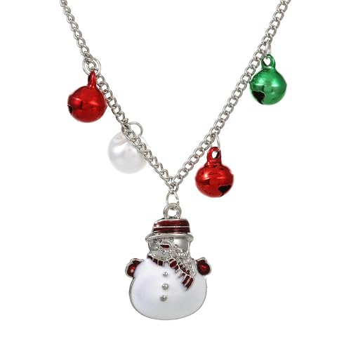 YAZILIND Weihnachten Halsketten für Frauen Weihnachten Baum Schneemann Santa Claus Elk Kranz Glocke Anhänger Halskette Frauen Pullover Schlüsselbein Kette Holiday Schmuck(#6) von YAZILIND