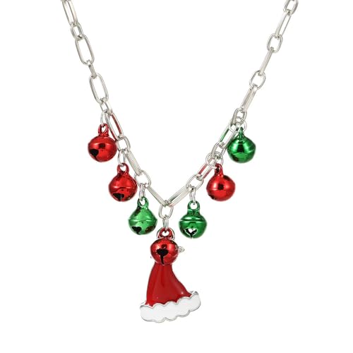 YAZILIND Weihnachten Halsketten für Frauen Weihnachten Baum Schneemann Santa Claus Elk Kranz Glocke Anhänger Halskette Frauen Pullover Schlüsselbein Kette Holiday Schmuck(#8) von YAZILIND