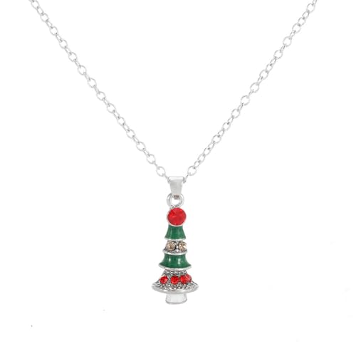 YAZILIND Weihnachten Halsketten für Frauen Weihnachten Kranz Bell Garland Santa Claus Elch Anhänger Halskette Damen ist Vielseitig Pullover Schlüsselbein Kette Holiday Schmuck(#1) von YAZILIND