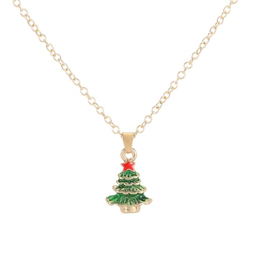 YAZILIND Weihnachten Halsketten für Frauen Weihnachten Kranz Bell Garland Santa Claus Elch Anhänger Halskette Damen ist Vielseitig Pullover Schlüsselbein Kette Holiday Schmuck(#13) von YAZILIND