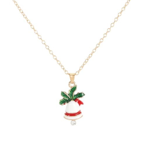 YAZILIND Weihnachten Halsketten für Frauen Weihnachten Kranz Bell Garland Santa Claus Elch Anhänger Halskette Damen ist Vielseitig Pullover Schlüsselbein Kette Holiday Schmuck(#18) von YAZILIND
