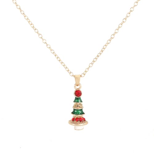 YAZILIND Weihnachten Halsketten für Frauen Weihnachten Kranz Bell Garland Santa Claus Elch Anhänger Halskette Damen ist Vielseitig Pullover Schlüsselbein Kette Holiday Schmuck(#2) von YAZILIND