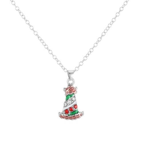 YAZILIND Weihnachten Halsketten für Frauen Weihnachten Kranz Bell Garland Santa Claus Elch Anhänger Halskette Damen ist Vielseitig Pullover Schlüsselbein Kette Holiday Schmuck(#21) von YAZILIND
