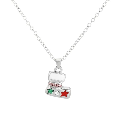 YAZILIND Weihnachten Halsketten für Frauen Weihnachten Kranz Bell Garland Santa Claus Elch Anhänger Halskette Damen ist Vielseitig Pullover Schlüsselbein Kette Holiday Schmuck(#22) von YAZILIND