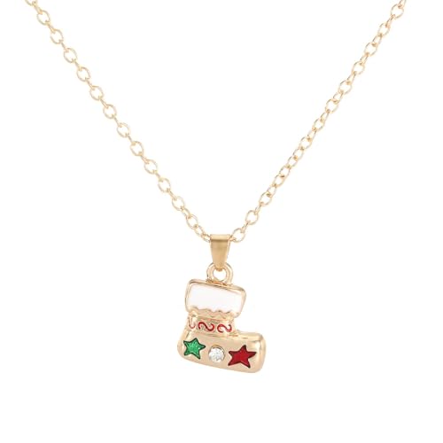 YAZILIND Weihnachten Halsketten für Frauen Weihnachten Kranz Bell Garland Santa Claus Elch Anhänger Halskette Damen ist Vielseitig Pullover Schlüsselbein Kette Holiday Schmuck(#25) von YAZILIND