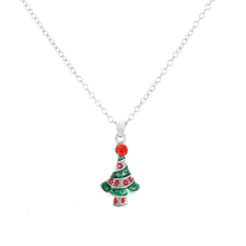 YAZILIND Weihnachten Halsketten für Frauen Weihnachten Kranz Bell Garland Santa Claus Elch Anhänger Halskette Damen ist Vielseitig Pullover Schlüsselbein Kette Holiday Schmuck(#9) von YAZILIND