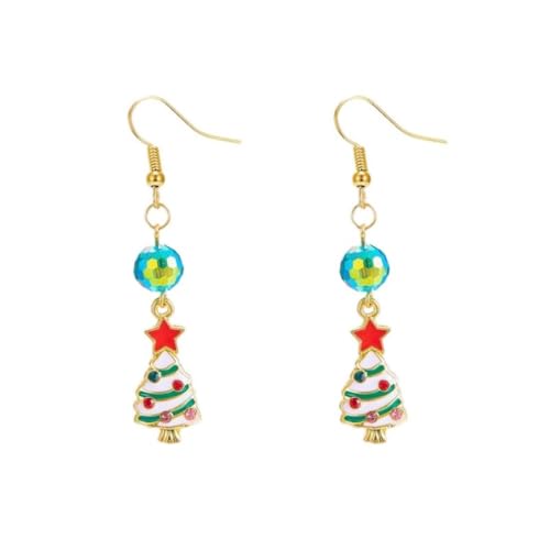 YAZILIND Weihnachten Hut Ohrringe, Kranz Glocke Santa Claus Anhänger Baumeln Ohrring, Festive Holiday Xmas Tree-Schmuck für Frauen(Tree2) von YAZILIND