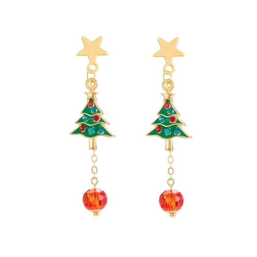 YAZILIND Weihnachten Hut Ohrringe, Kranz Glocke Santa Claus Anhänger Baumeln Ohrring, Festive Holiday Xmas Tree-Schmuck für Frauen(Tree4) von YAZILIND