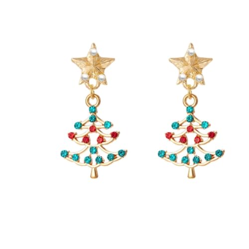 YAZILIND Weihnachten Hut Ohrringe, Kranz Glocke Santa Claus Anhänger Baumeln Ohrring, Festive Holiday Xmas Tree-Schmuck für Frauen(Tree5) von YAZILIND