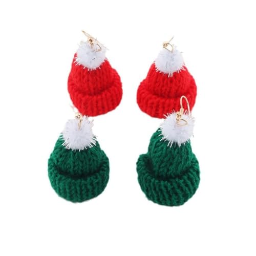 YAZILIND Weihnachten Hut Ohrringe-Set, 2 Paar Festive Holiday Xmas Baumeln Ohrring Schmuck für Frauen(Rot+Grün) von YAZILIND