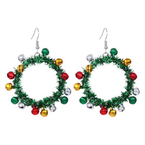 YAZILIND Weihnachten Kranz Ohrringe, Rot, Grün, Colorcul Bell Garaldn Anhänger Baumeln Ohrring, Festlichen Urlaub Weihnachten Schmuck für Frauen(#2) von YAZILIND