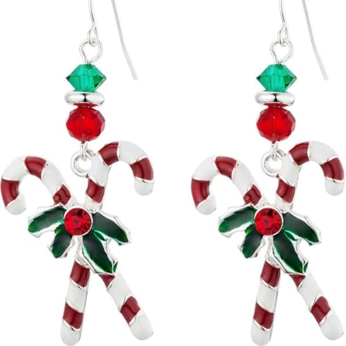 YAZILIND Weihnachten Ohrringe, 2 Pairs Candy Cane Anhänger Baumeln Ohrring, Festlichen Urlaub Weihnachten Schmuck für Frauen(Krücke) von YAZILIND