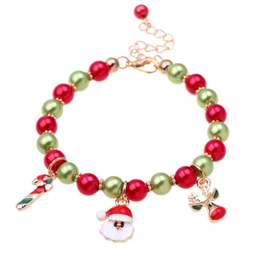 YAZILIND Weihnachten Perlen Armband Santa Claus Schneemann Schneeflocke Elch Baum Anhänger Armbänder Urlaub Festival Weihnachten Schmuck für Frauen(#1) von YAZILIND
