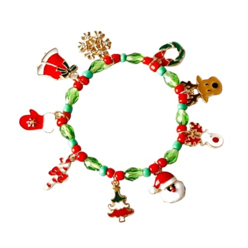 YAZILIND Weihnachten Perlen Armband Santa Claus Schneemann Schneeflocke Elch Baum Anhänger Armbänder Urlaub Festival Weihnachten Schmuck für Frauen(#10) von YAZILIND