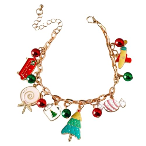 YAZILIND Weihnachten Perlen Armband Santa Claus Schneemann Schneeflocke Elch Baum Anhänger Armbänder Urlaub Festival Weihnachten Schmuck für Frauen(#13) von YAZILIND