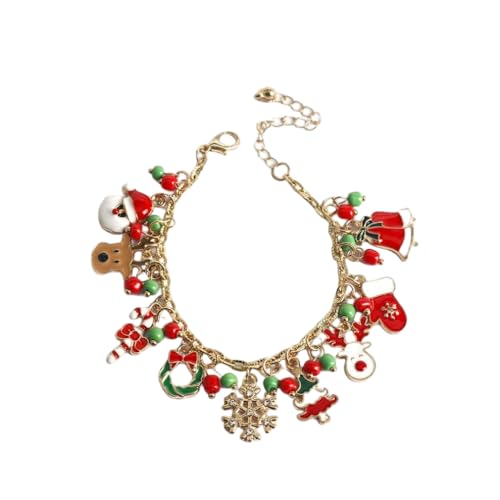 YAZILIND Weihnachten Perlen Armband Santa Claus Schneemann Schneeflocke Elch Baum Anhänger Armbänder Urlaub Festival Weihnachten Schmuck für Frauen(#14) von YAZILIND
