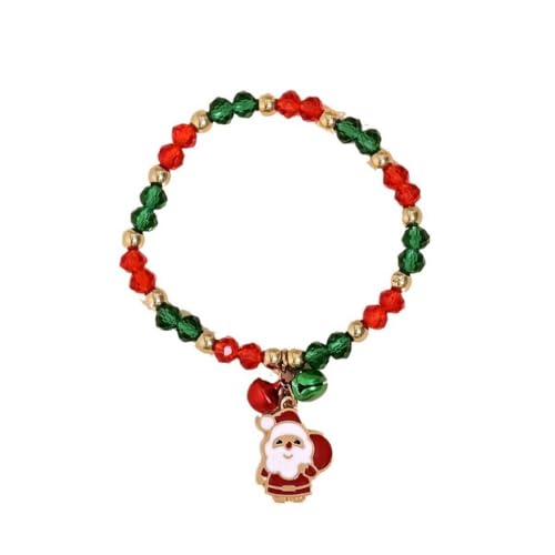 YAZILIND Weihnachten Perlen Armband Santa Claus Tree Bell Pendant Bunte Perlen Kette Armbänder Urlaub Festival Weihnachten Schmuck für Frauen(Santa Claus) von YAZILIND