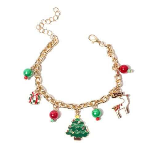 YAZILIND Weihnachten Verstellbare Armband Santa Claus Schneemann Süßigkeiten Elch Baum Bell Kranz Anhänger Armbänder Urlaub Festival Weihnachten Schmuck für Frauen(#2) von YAZILIND