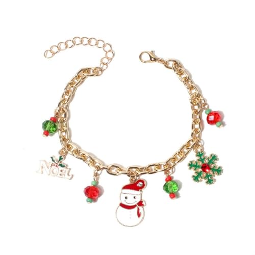 YAZILIND Weihnachten Verstellbare Armband Santa Claus Schneemann Süßigkeiten Elch Baum Bell Kranz Anhänger Armbänder Urlaub Festival Weihnachten Schmuck für Frauen(#3) von YAZILIND