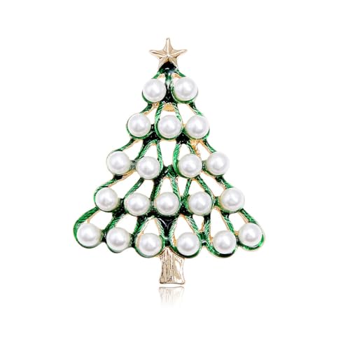 YAZILIND Xmas Brooch Pin Rhinestone Christmas Tree Imitation Perle Schmuck Corsage Female Xmas Breastpin Schmuck(#2) von YAZILIND