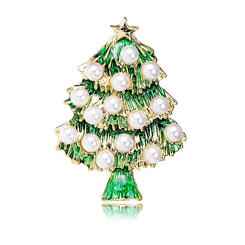 YAZILIND Xmas Brosche Strass Imitation Perle Weihnachten Baum Gemalt Tropft Öl Corsage Weibliche Breastpin Schmuck(#1) von YAZILIND