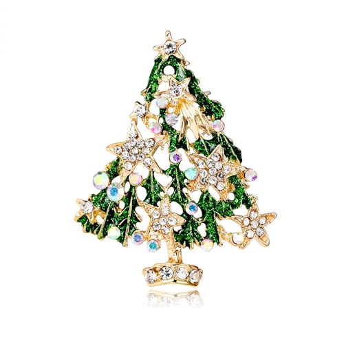 YAZILIND Xmas Brosche Strass Imitation Perle Weihnachten Baum Gemalt Tropft Öl Corsage Weibliche Breastpin Schmuck(#4) von YAZILIND