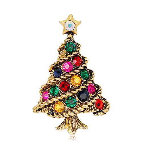 YAZILIND Xmas Brosche Strass Imitation Perle Weihnachten Baum Gemalt Tropft Öl Corsage Weibliche Breastpin Schmuck(#6) von YAZILIND