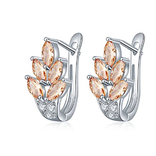 YAZILIND elegantes Zubehör platiniert glänzende Blätter Zirkon hypoallergen Creolen für Frauen (Champagner) von YAZILIND