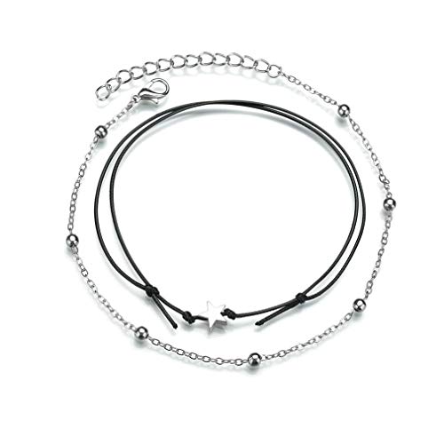 YAZILIND füße zubehör Doppelschicht Leder Seil fußkettchen sternform fußkettchen Strand fuß Armband schmuck von YAZILIND