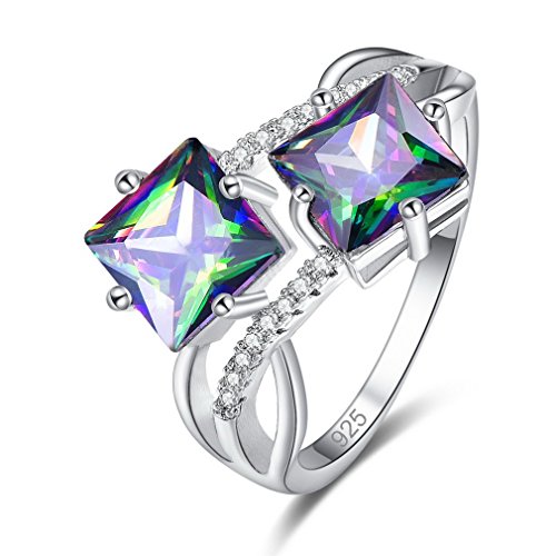 YAZILIND platin überzogene 2 quadratische zirkon hohlen form eingelegten strass mode hochzeit ewigkeit ringe elegant für damen mädchen Größe 18.8 von YAZILIND