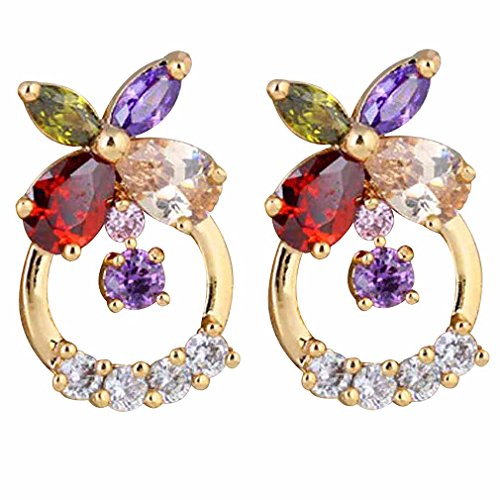 Yazilind Elegante Schmuck 18K Gold Filled Gl?nzende Blumen bunte Kristall Hohl Design Bolzen- Ohrringe f¨¹r Frauen -Geschenk-Idee von YAZILIND