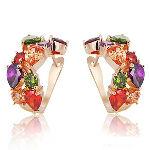 Yazilind blendend Bunte Runde Birnen-Schnitt makellos Zirkonia Klaue Kleine Creolen von YAZILIND