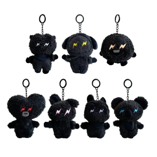 YAzgan BTS BT21 Fragment Schwarz 11 cm Plüsch-Schlüsselanhänger (7 Stück) für BTS Fans, Jugendliche, K-Pop Fans von YAZGAN