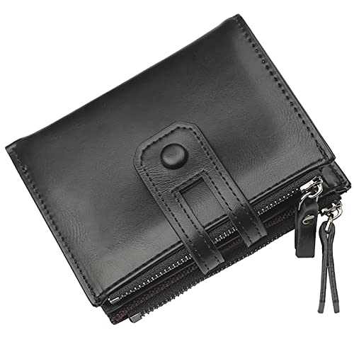 YBAAKZIIR Weiche Leder-Brieftasche mit DREI Fächern, Herren Bifold Geldbörse RFID Schutz 3.93x1.18x4.72in Braun Schwarz(Black) von YBAAKZIIR