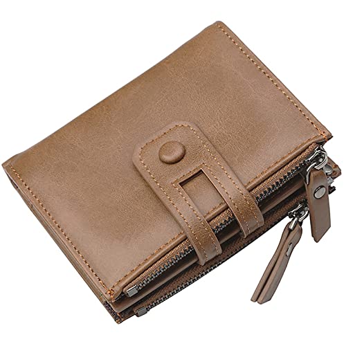 YBAAKZIIR Weiche Leder-Brieftasche mit DREI Fächern, Herren Bifold Geldbörse RFID Schutz 3.93x1.18x4.72in Braun Schwarz(Brown1) von YBAAKZIIR