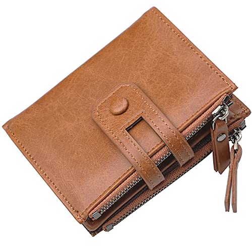 YBAAKZIIR Weiche Leder-Brieftasche mit DREI Fächern, Herren Bifold Geldbörse RFID Schutz 3.93x1.18x4.72in Braun Schwarz(Brown2) von YBAAKZIIR